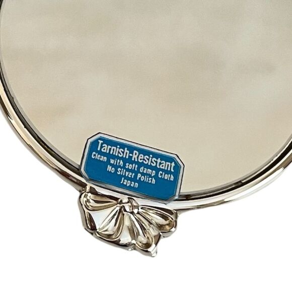 Oneida Silverplate Tarnish Resistant Ropes & Bows Pocket Mirror With Bag - Picture 3 of 7